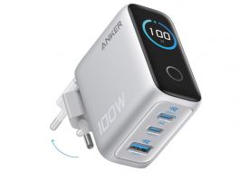 Anker Charger, 100W, 3 Ports, Smart Display (B121BG41) Silver