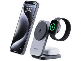 Aukey MagFusion Z 3-in-1 Qi2 összecsukható vezeték nélküli töltőállvány (LC-MC312)