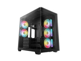 DEEPCOOL Ház ATX CG590U 5F, Tápegység nélkül, fekete, Üvegfalú