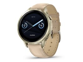 Garmin Venu 4 41mm, Lunar Gold, Bone Silicone Sand Leather Band Okosóra (010-03013-03)