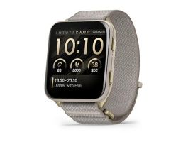 Garmin Venu X1 Soft Gold Titanium Case, French Gray Comfortfit Nylon Okosóra (010-02980-09)