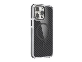 Gigapack Szilikon telefonvédő (ütésállóság, légpárnás sarok, karbon minta, wireless, MagSafe) SÖTÉTSZÜRKE (GP-176077)