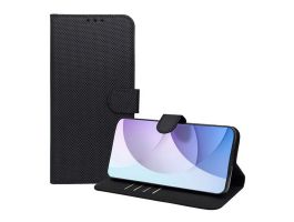 Gigapack Tok álló, ECO bőr hatású (FLIP, oldalra nyíló, asztali tartó, textil minta, RFID) FEKETE (GP-186809)