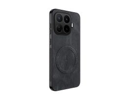 Gigapack Szilikon telefonvédő (nappa bőr hátlap, légpárnás sarok, MagSafe) FEKETE (GP-189528)