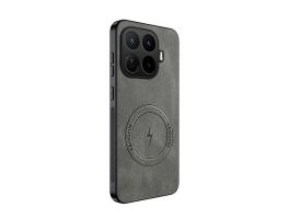 Gigapack Szilikon telefonvédő (nappa bőr hátlap, légpárnás sarok, MagSafe) SÖTÉTSZÜRKE (GP-189529)