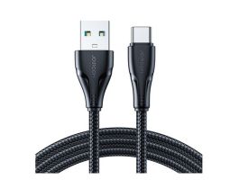 JOYROOM SURPASS adatkábel (USB - Type-C, 3A, gyorstöltő, cipőfűző, törésgátló, 120cm) FEKETE (S-UC027A11_120_B)
