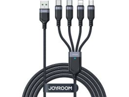 JOYROOM adatkábel 4in1 (USB - Type-C/2 lightning/microUSB, 3.5A, gyorstöltő, 120cm) FEKETE (S-1T4018A18)