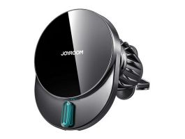 JOYROOM autós tartó (szellőzőre, mágneses, gyorstöltő, 15W, wireless, LED jelzés) FEKETE (JR-ZS409_B)