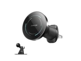 JOYROOM JR-ZS502 autós tartó (műszerfalra, szellőzőre, öntapadó, 360°, 15W, wireless, mágneses) FEKETE