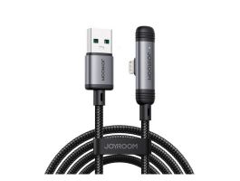 JOYROOM S-A56 ENJOYX SERIES adatkábel (USB - lightning, 3A, gyorstöltő, 90 fokos, cipőfűző, 120cm) FEKETE (S-A56_AL)