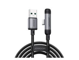 JOYROOM S-A56 ENJOYX SERIES adatkábel (USB - Type-C, 3A, gyorstöltő, 90 fokos, cipőfűző, 120cm) FEKETE (S-A56_AC)