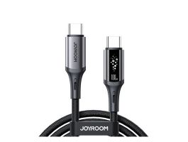 JOYROOM STARTALK adatkábel (Type-C - Type-C, 100W, PD gyorstöltő, LED jelzés, 120cm) FEKETE (S-A60 C-C 100W 1.2M BLACK)