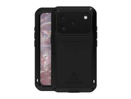 LOVE MEI Powerful defender műanyag telefonvédő (fém keret, erős ütésállóság, porálló + képernyővédő üveg) FEKETE (GP-190808)