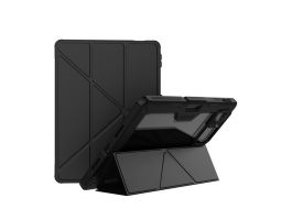 NILLKIN BUMPER LEATHER műanyag telefonvédő (aktív FLIP, ütésállóság, asztali tartó, kamera védelem, ceruza tartó) FEKETE (GP-182522)