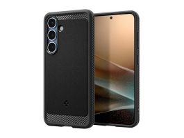 SPIGEN RUGGED ARMOR szilikon telefonvédő (ütésállóság, légpárnás sarok, karbon minta, MagSafe) FEKETE (ACS08998)