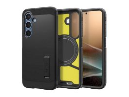 SPIGEN TOUGH ARMOR MAG műanyag telefonvédő (ütésállóság, kitámasztó, MagSafe) FEKETE (ACS09008)