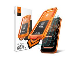SPIGEN GLASS TR ALIGNMASTER S képernyővédő üveg 3db (2.5D, tokbarát, 9H + segédkeret) ÁTLÁTSZÓ (AGL10103)