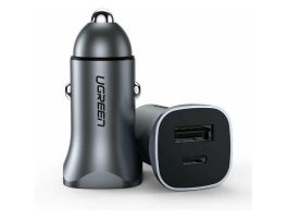 UGREEN CD130 autós töltő USB+Type-C aljzat (24W, gyorstöltő) SÖTÉTSZÜRKE (30780)