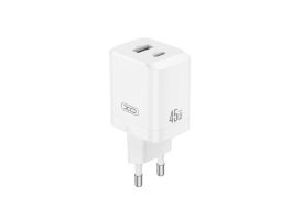 XO CE36 hálózati töltő USB+Type-C aljzat (45W, PD gyorstöltő 3.0) FEHÉR (XO-CE36)