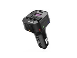 XO BCC17 bluetooth FM transmitter autós töltő USB+Type-C aljzat (v5.3, 30W, gyorstöltő, LED kijelző) FEKETE (XO-BCC17)