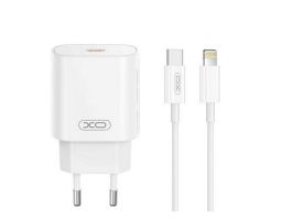 XO CE25 hálózati töltő Type-C aljzat 25W, PD gyorstöltő + lightning kábel (XO-CE25+LIGHTNING) FEHÉR