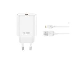 XO CE33 hálózati töltő USB aljzat 18W, gyorstöltő 3.0 + lightning kábel (XO-CE33+LIGHTNING) FEHÉR