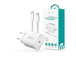 Devia Smart Series 30W GaN PD+QC fehér hálózati gyorstöltő adapter + Type-C/Type-C kábel (ST399800)