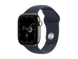 Apple Watch Series 12 GPS + Cellular 42mm Natural Titanium Case with Navy Blue Sport Band - M/L (MJGG4MP/A)