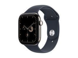 Apple Watch Series 12 GPS + Cellular 46mm Natural Titanium Case with Navy Blue Sport Band - S/M (MJGM4MP/A)