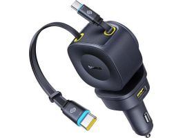 Baseus PrimeTrip VR2 Max autós gyorstöltő 100W, 3×USB Type-C + 1×USB Type-A, 2×automata behúzós kábel, fekete (C0206601)