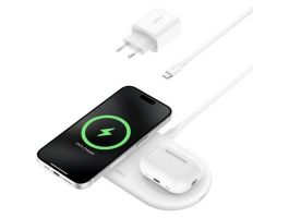 Belkin BOOSTCHARGE PRO 2in1 Qi2 15w Magnetic Charging Pad - White (WIZ021VFWH)