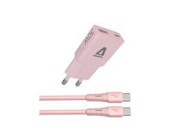 AVAX CH6417 30W GaN gyorstöltő és 60W USB-C szilikon kábel szett, rózsaszín