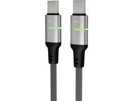 AVAX CB634 STEELY LED 60W USB-C gyorstöltő kábel, fonott, fekete - 3m