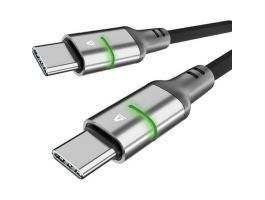 AVAX CB633 STEELY LED 60W USB-C gyorstöltő kábel, fonott, fekete - 2m