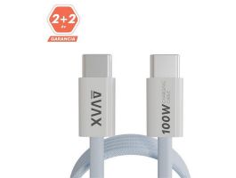 AVAX CB610LB MAGNETY 100W USB C mágneses gyorstöltő kábel, fonott, világoskék - 1m
