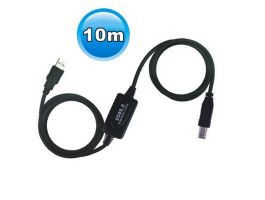 WIRETEK kábel USB Összekötő A-B, 10m, Male/Male Aktív (VE595)
