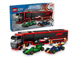 LEGO City F1-es kamion, RB20 és AMR24 F1-es autókkal, játék versenyautó-szállítót tartalmazó szett (60445)