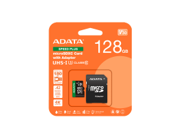 ADATA Memóriakártya MicroSDXC 128GB + Adapter SPEED PLUS UHS-I U3 (180/160)