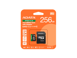 ADATA Memóriakártya MicroSDXC 256GB + Adapter SPEED PLUS UHS-I U3 (180/160)
