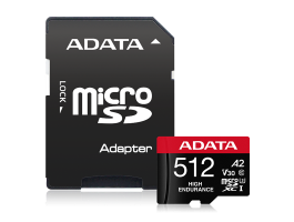 ADATA Memóriakártya MicroSDXC 512GB + Adapter ENDURANCE UHS-I A2 V30 (100/85) (AUSDX512GUI3V30SHA2-RA1)