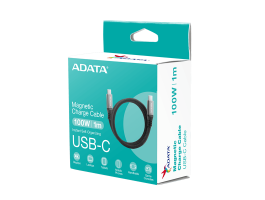 ADATA kábel USB 3.2 - USB TypeC - TypeC 1m műanyag fekete, mágneses (CACCU3-100W-100AN-BK)