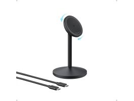 ANKER MagGo, 15W Vezeték Nélküli Töltő és Állvány, iPhone-hoz, EU, fekete - A25X1H11