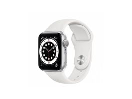 Apple Watch S6 GPS, 40mm (MG283HC/A) ezüst alumíniumtok, fehér sportszíj