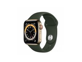Apple Watch S6 GPS + Cellular, 40mm (M06V3HC/A) arany rozsdamentesacél tok, ciprus zöld sportszíj