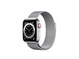 Apple Watch S6 GPS + Cellular, 40mm (M06U3HC/A) ezüst rozsdamentesacél tok, ezüst milánói szíj