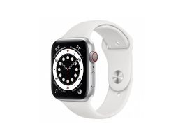 Apple Watch S6 GPS + Cellular, 44mm (MG2C3HC/A) ezüst aluminium tok, fehér sportszíj