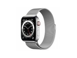 Apple Watch S6 GPS + Cellular, 44mm (M09E3HC/A) ezüst rozsdamentesacél tok, ezüst milánói szíj