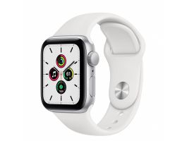 Apple Watch SE GPS, 40mm (MYDM2HC/A) Ezüst alumíniumtok, fehér sportpánt