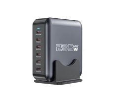 BLACKBIRD Hálózati Töltő GAN 285W 1xUSB-C PD100W + 1xUSB-C PD65W + 4xUSB-C PD30W, Fekete (BH1668)