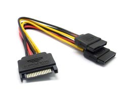 BLACKBIRD Tápkábel SATA 15 pin male to 2xSATA HDD (BH1500)